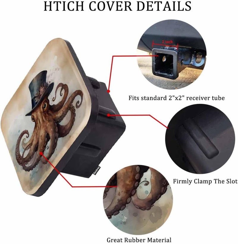 Beabes Soft Rubber ocean animal Octopus Square trailer Hitch Cover 2 inch, perfect for trucks SUVs RVs - Image 3